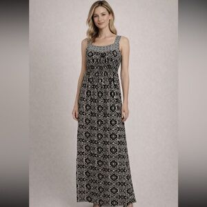 NWT Michael Sars maxi black/gray/white dress